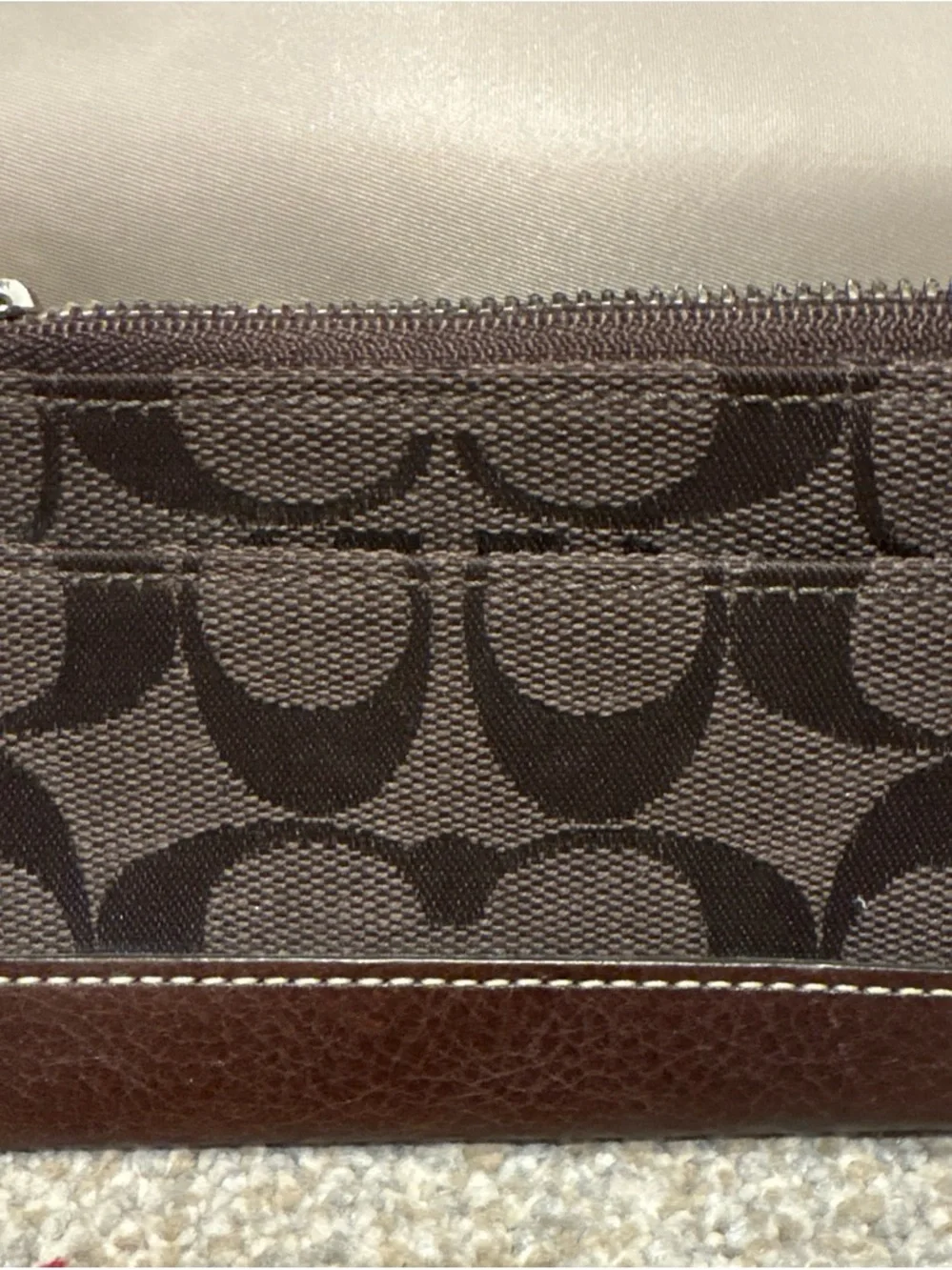 Coach Brown Signature Wristlet Clutch